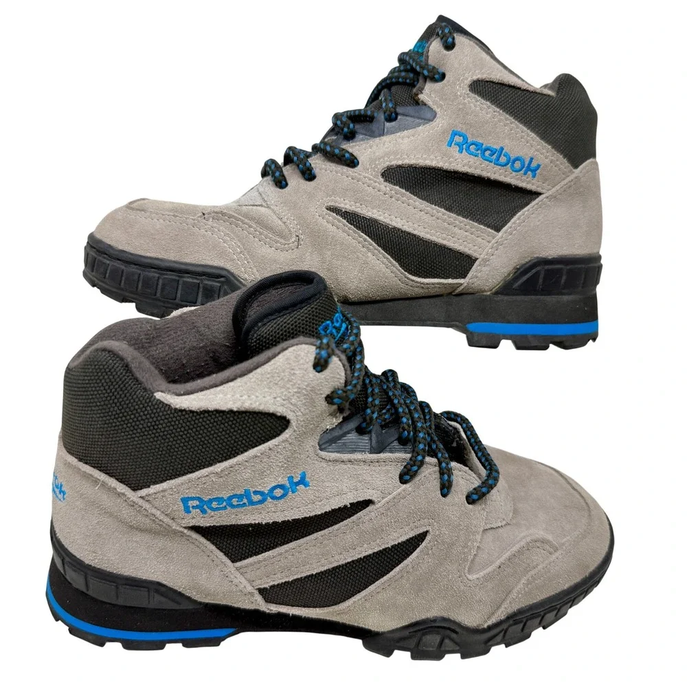 Vintage Reebok RA 308 WFC Men's 7 Grey Blue Suede Trail Hiking Boots Retro 90s